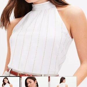 Elegant LOFT Cream And Gold Sleeveless Top.  NWT SZ M.